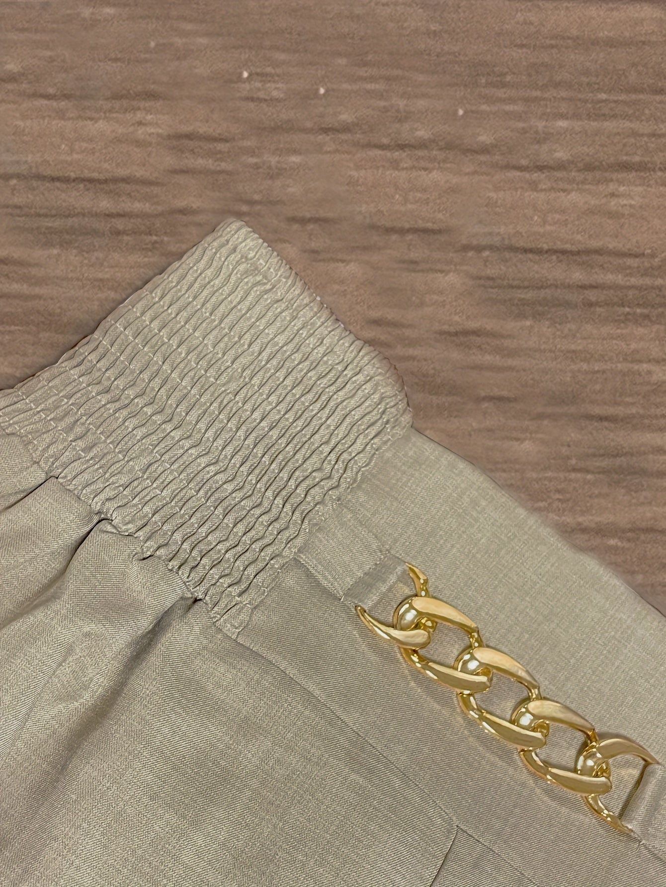 Pantalones de pierna ancha con cintura fruncida de poliéster sólido tejido para todas las estaciones