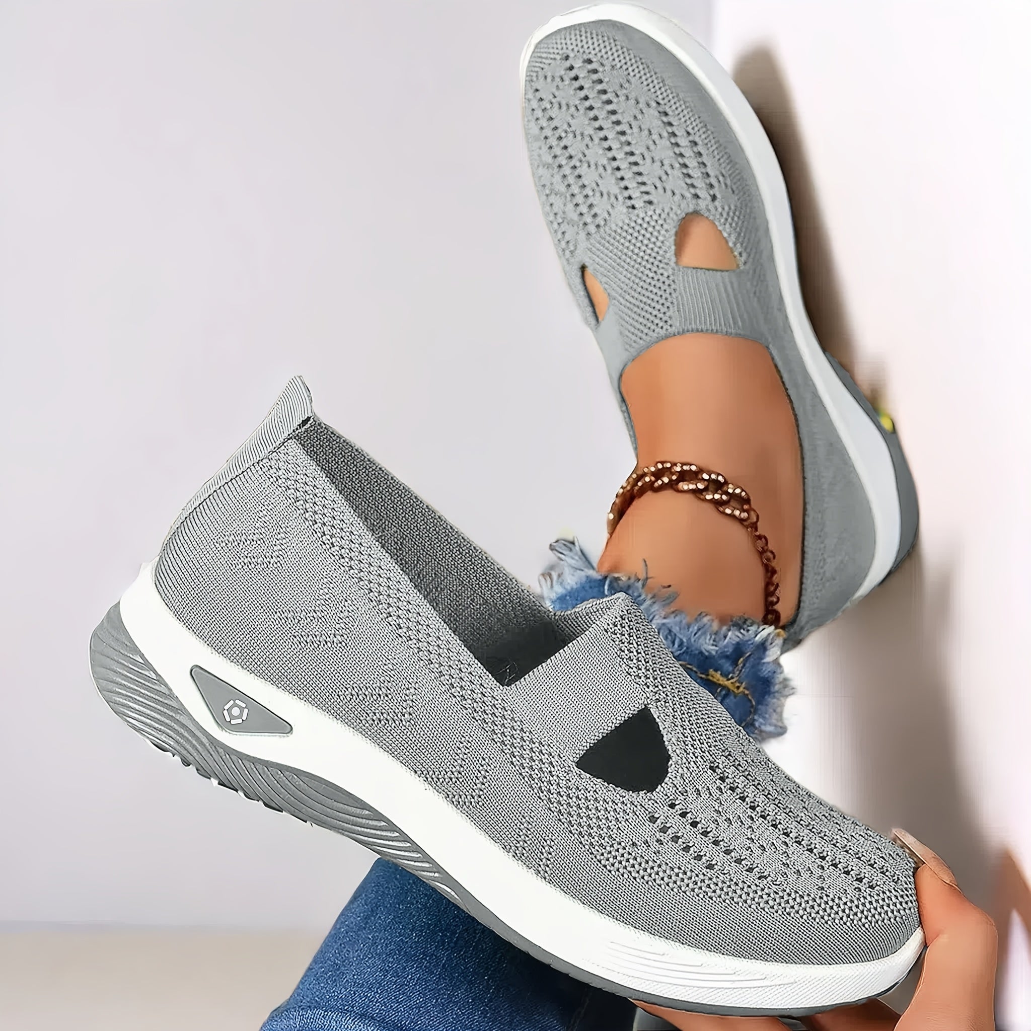 Women's Slip-On Casual Sneakers Low Top Solid Color Fabric Insole PVC Sole