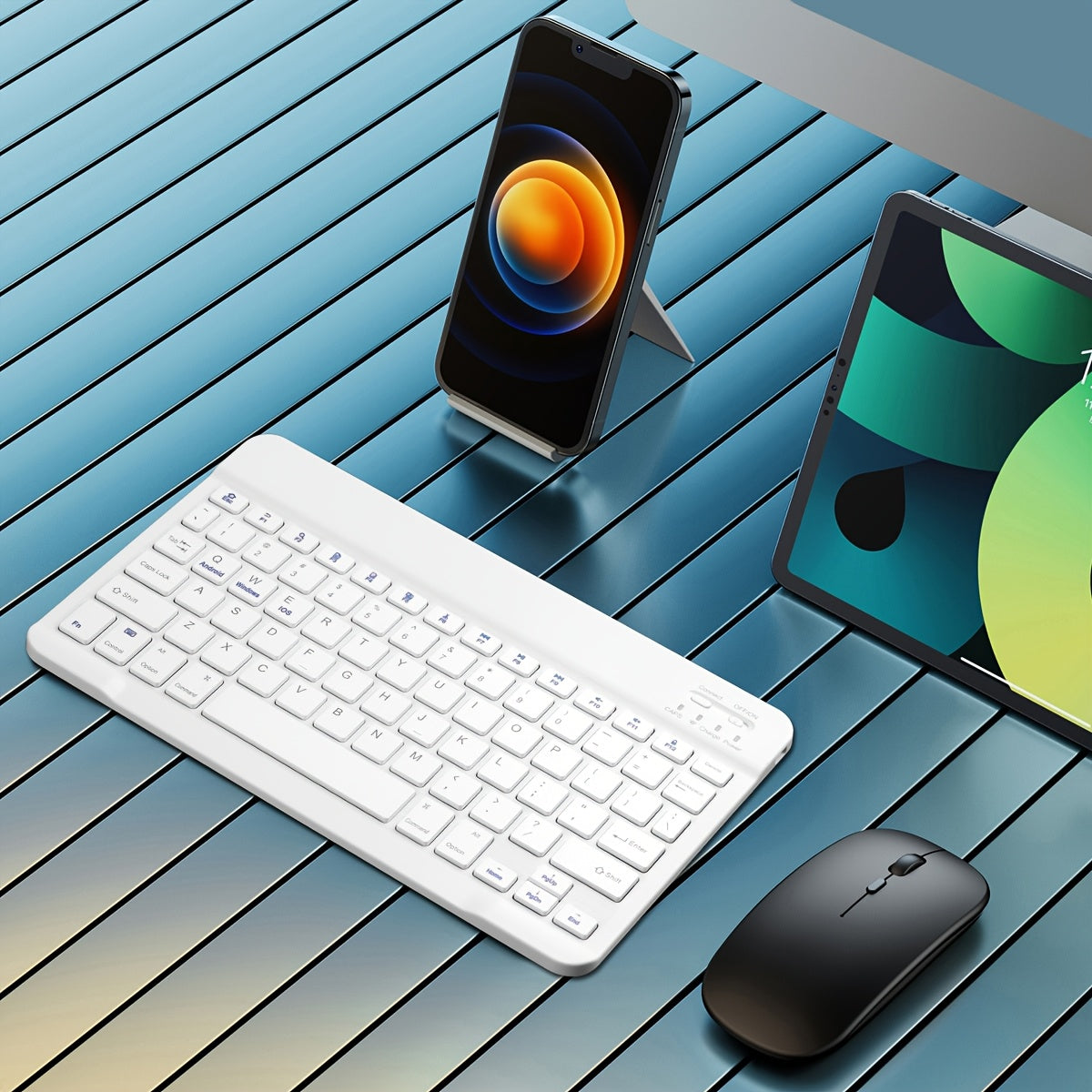 Wireless Rechargeable Ergonomic Keyboard for PC MacBook iPad Android Windows