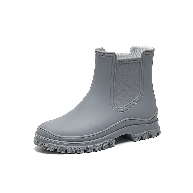 Women's Rubber Ankle Rain Boots Waterproof Slip-On Non-slip Shoes