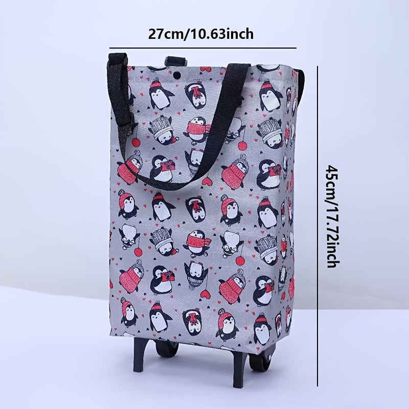 Sturdy Compact Shopping Cart with Smooth Wheels Leak-Proof Oxford Fabric for Groceries