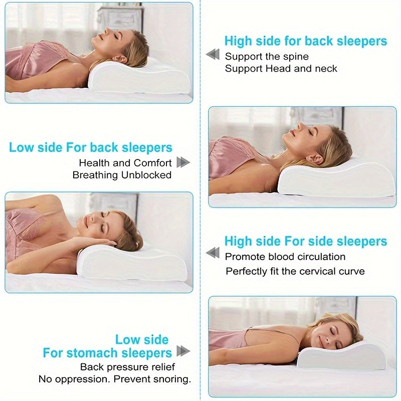 Memory Foam Neck Pillow with Removable Cover for Travel and Sleep