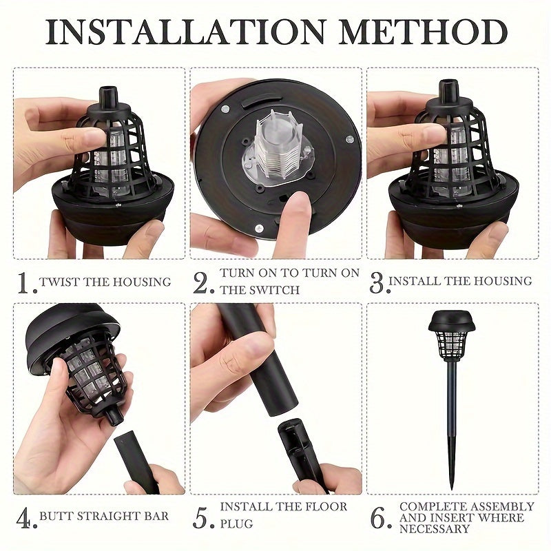 2-to'plam Quyosh energiyali chivin o'ldiruvchi lampalar UV hasharotlarga qarshi lampalar bog' uchun
