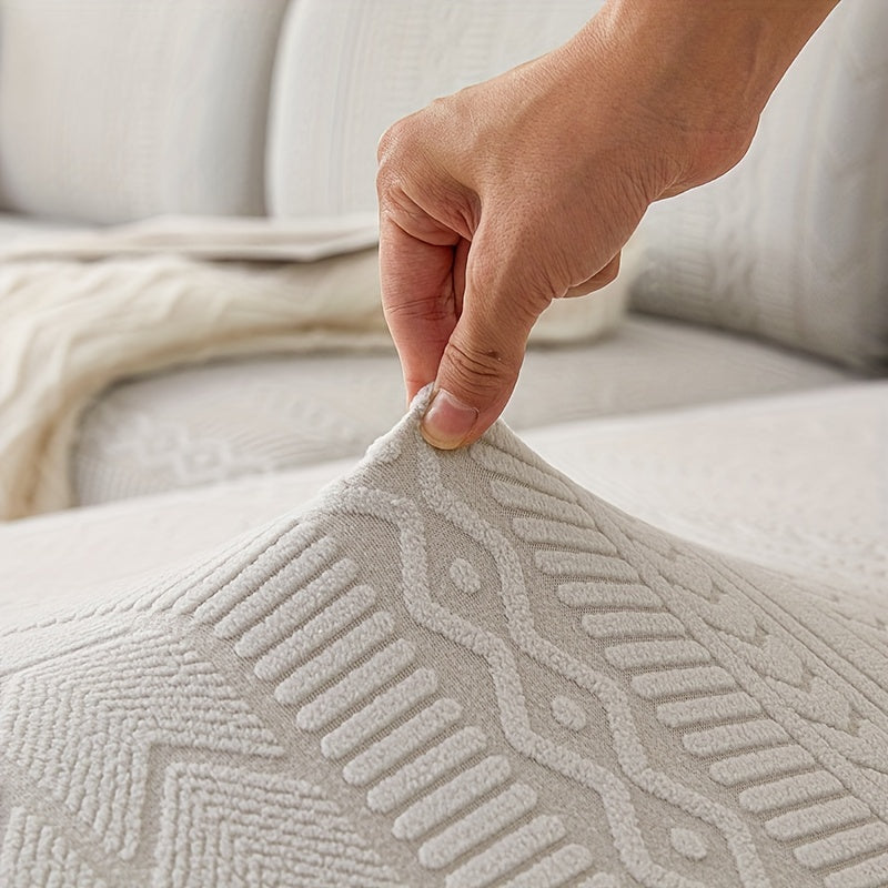 Qorong‘u kulrang chiziqli divan qopqog‘i, barcha mavsumlar uchun elastik uy himoyasi