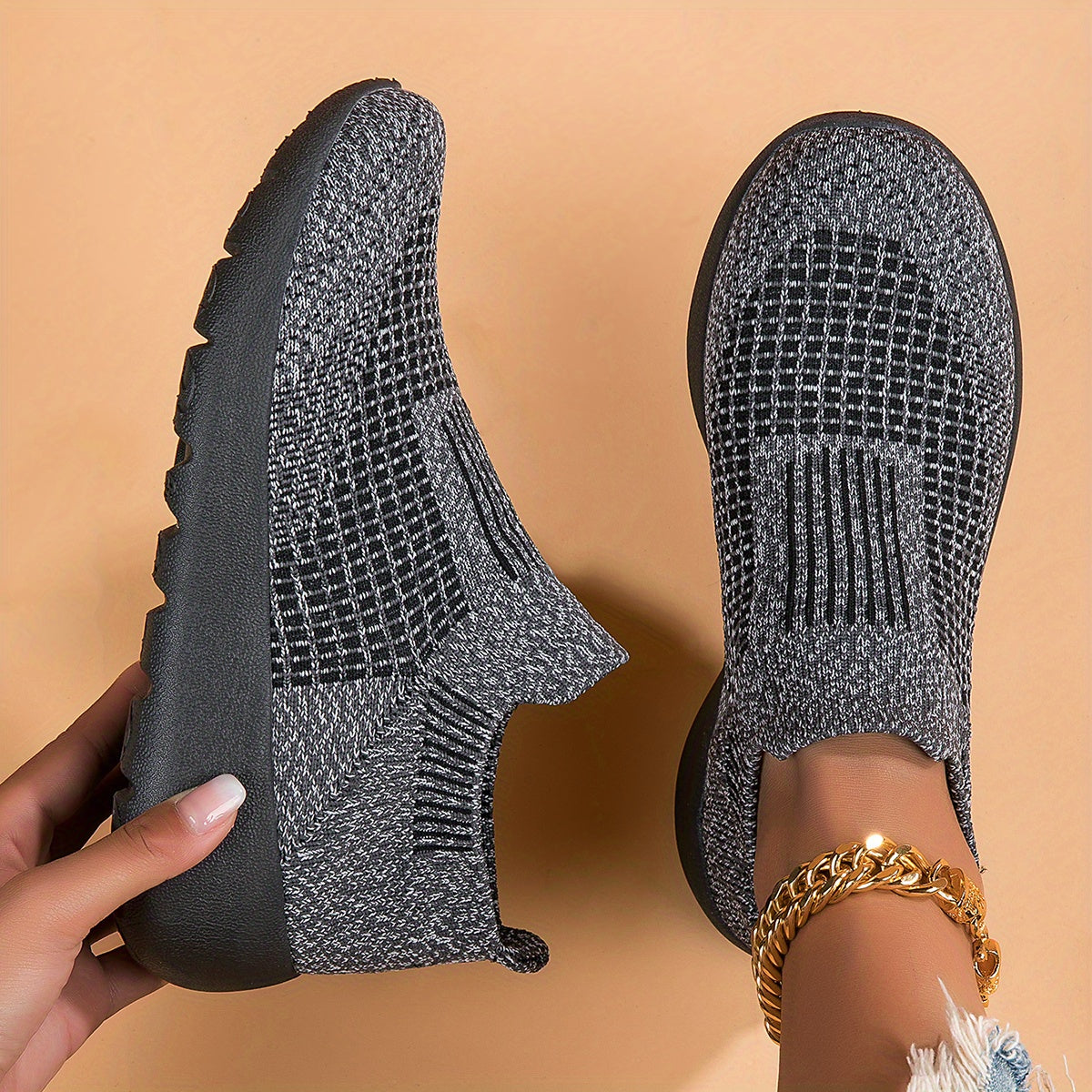 Women's Plus Size Breathable Slip-On Sneakers for Casual Running