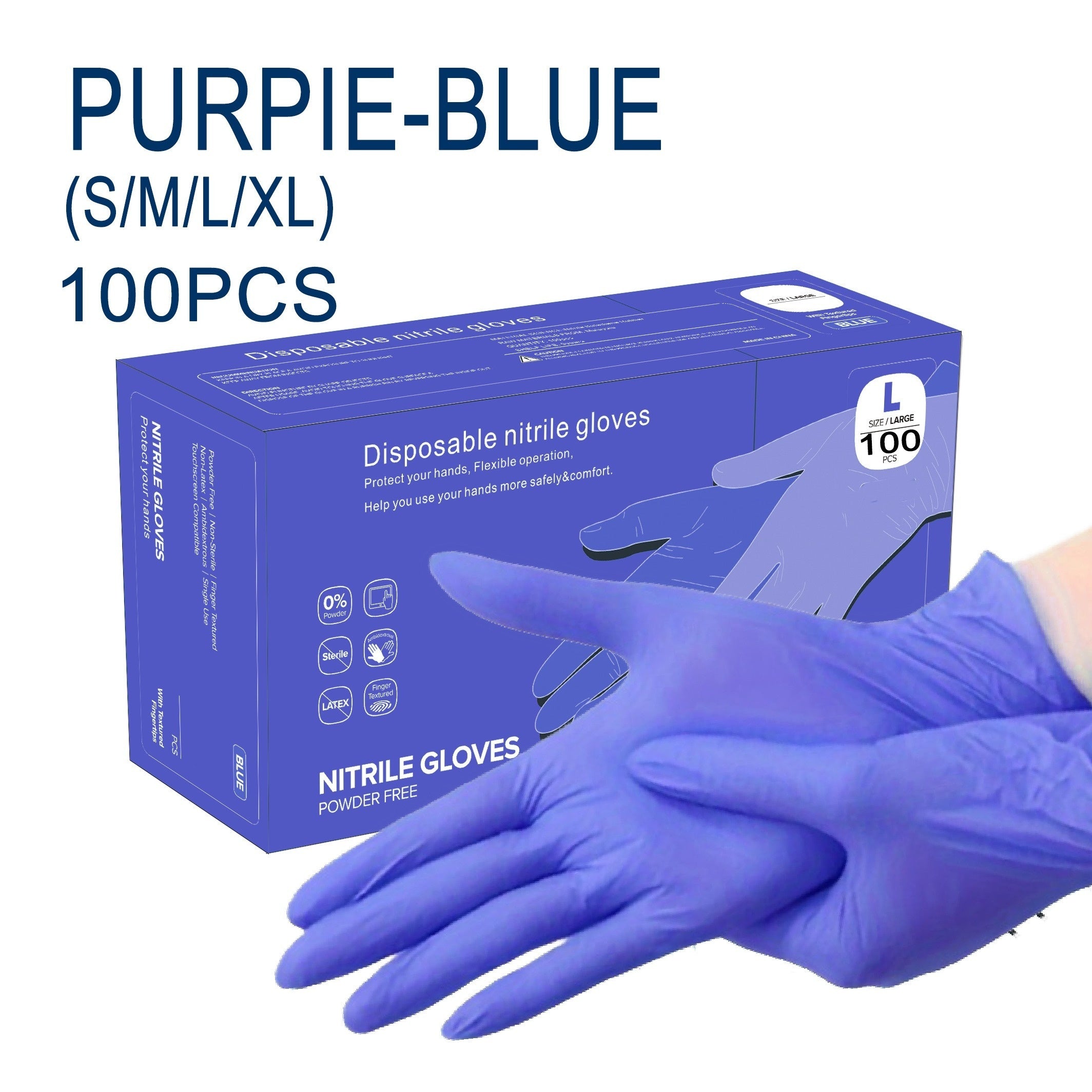 100-Pack Nitrile Disposable Gloves Waterproof Ambidextrous for Kitchen Cleaning Tattoo Salon Pet Care