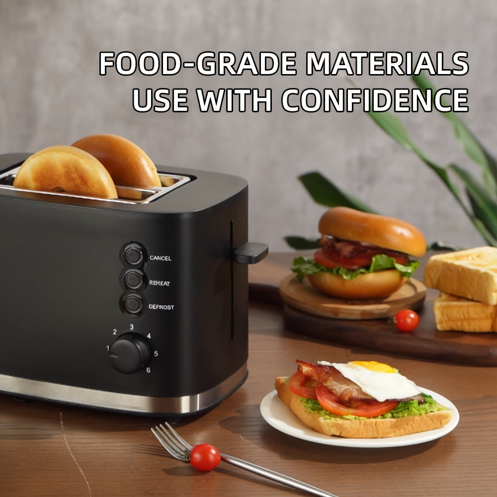 220V Черный тостер для дома, портативный, двухслойный, против заедания, современный дизайн