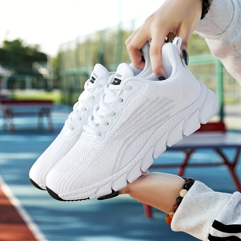 Women Casual Sneakers Solid Color Lace-Up Lightweight Breathable Shoes