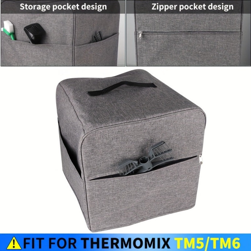 Thickened Waterproof Dust Cover for Thermomix TM5 TM6 with Storage Pockets