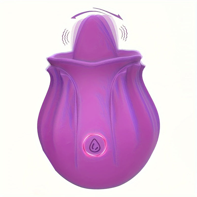 Multi-Function Rose Vibrating Massager with Soft Tongue USB Rechargeable Couples Gift