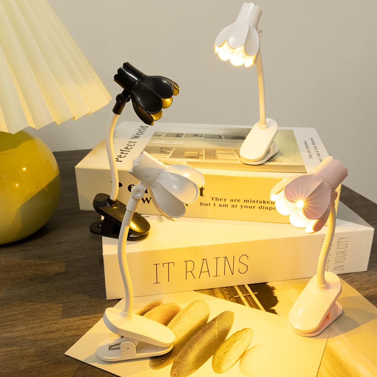 Petal-Shaped LED Desk Lamp Mini Decorative Reading Light for Home Office