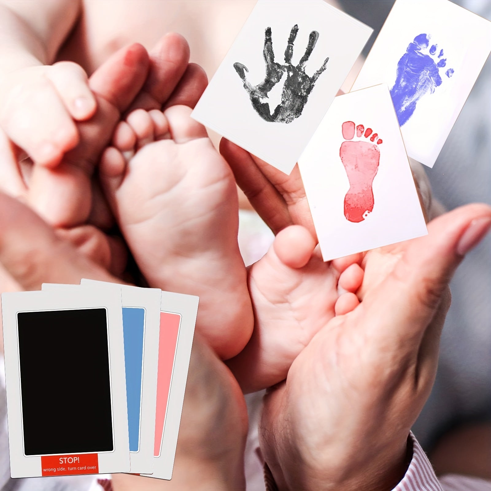 Baby Handprint Kit with No Wash Print Oil and Souvenir for Newborns and Pets