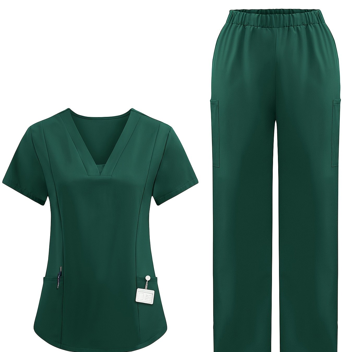 Women's Medical Wash Dress with V-Neck Short Sleeve Polyester for Operating Room