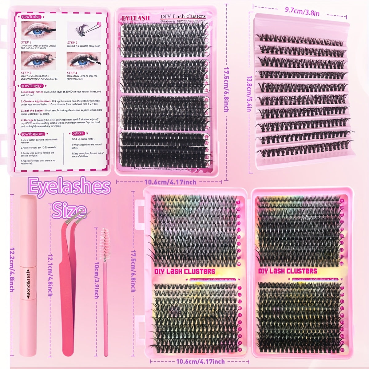 DIY Lash Extension Kit with D Curl Individual Lashes and Clusters for Fuller Longer Eyelashes