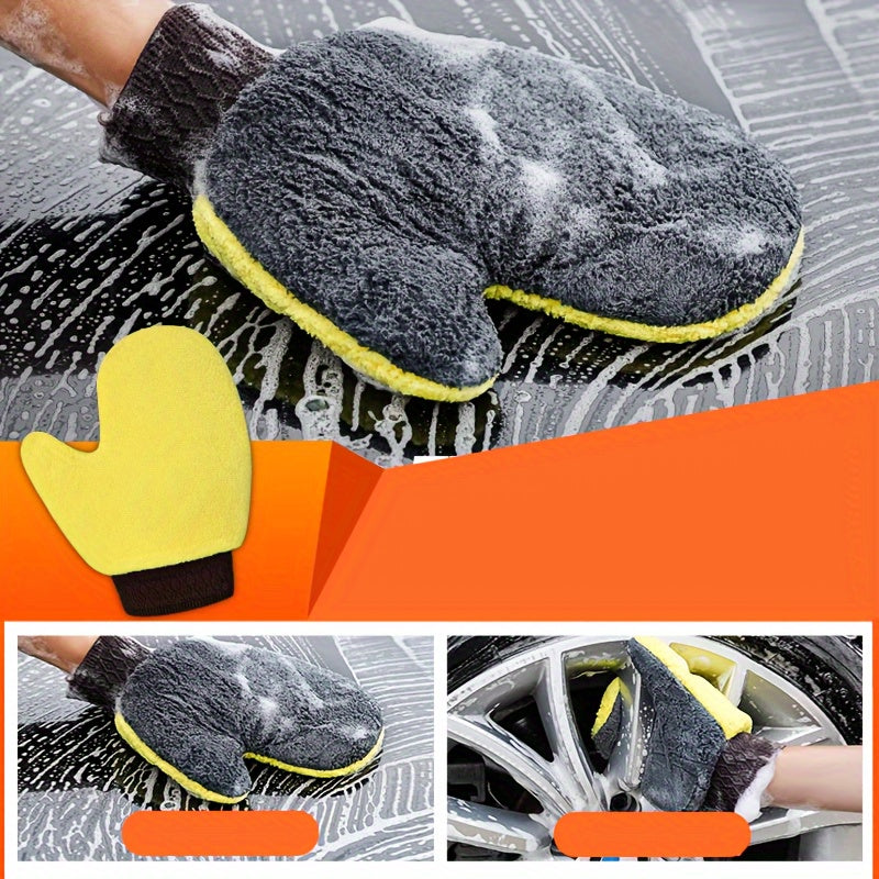 Guante de lavado de coche de microfibra de doble cara, ultra-fino, ligero y no abrasivo