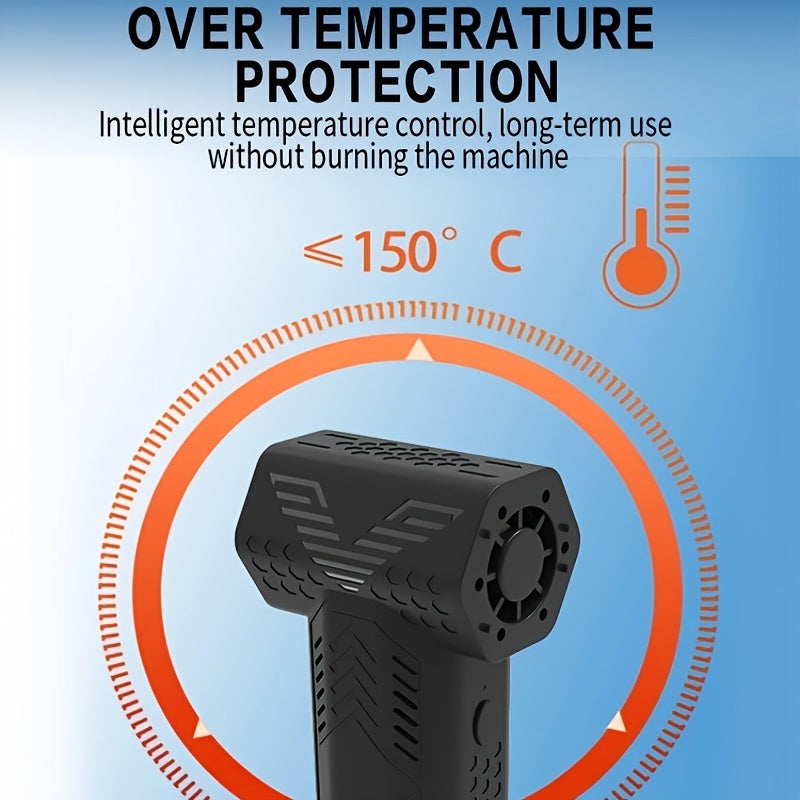 USB bilan quvvatlanadigan batareyaga ega portativ mini turbo jet ventilyator, bir nechta burunlar bilan