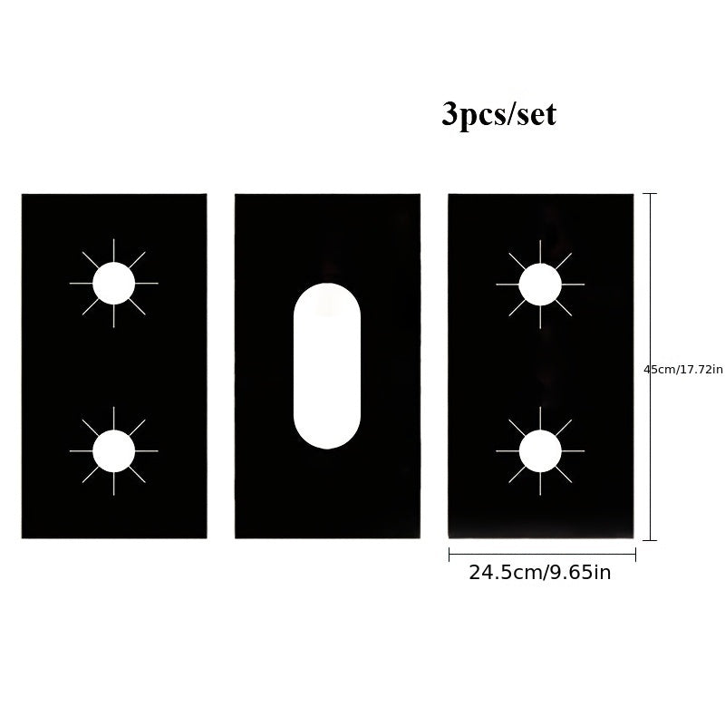 3 ta HeatGuard qayta ishlatiladigan gaz pechka yonish qopqog'i to'plami - pishirish xavfsizligi va pechka usti himoyasi uchun yopishqoq emas va yuvilishi mumkin bo'lgan oshxona himoyachilari.