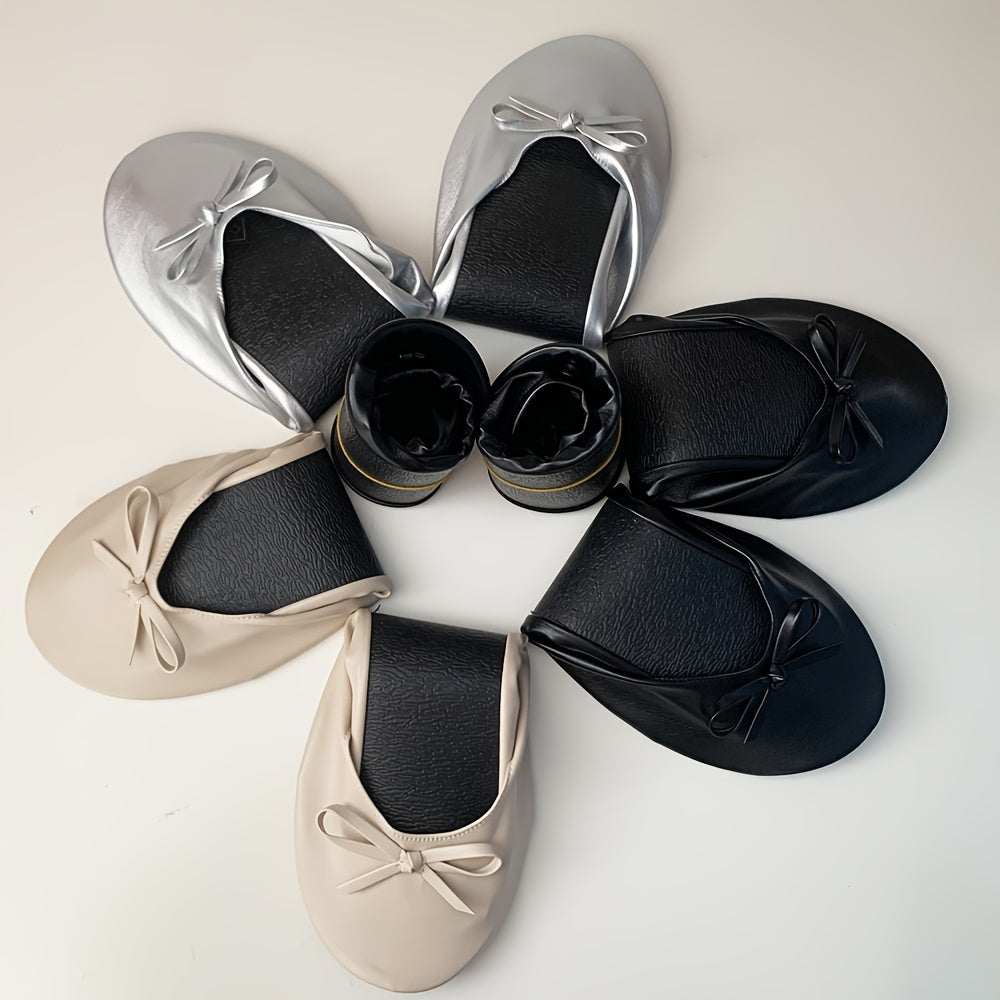 Women's Foldable Ballet Flats Wedding Party Roll-Up Slippers Comfortable Shoes