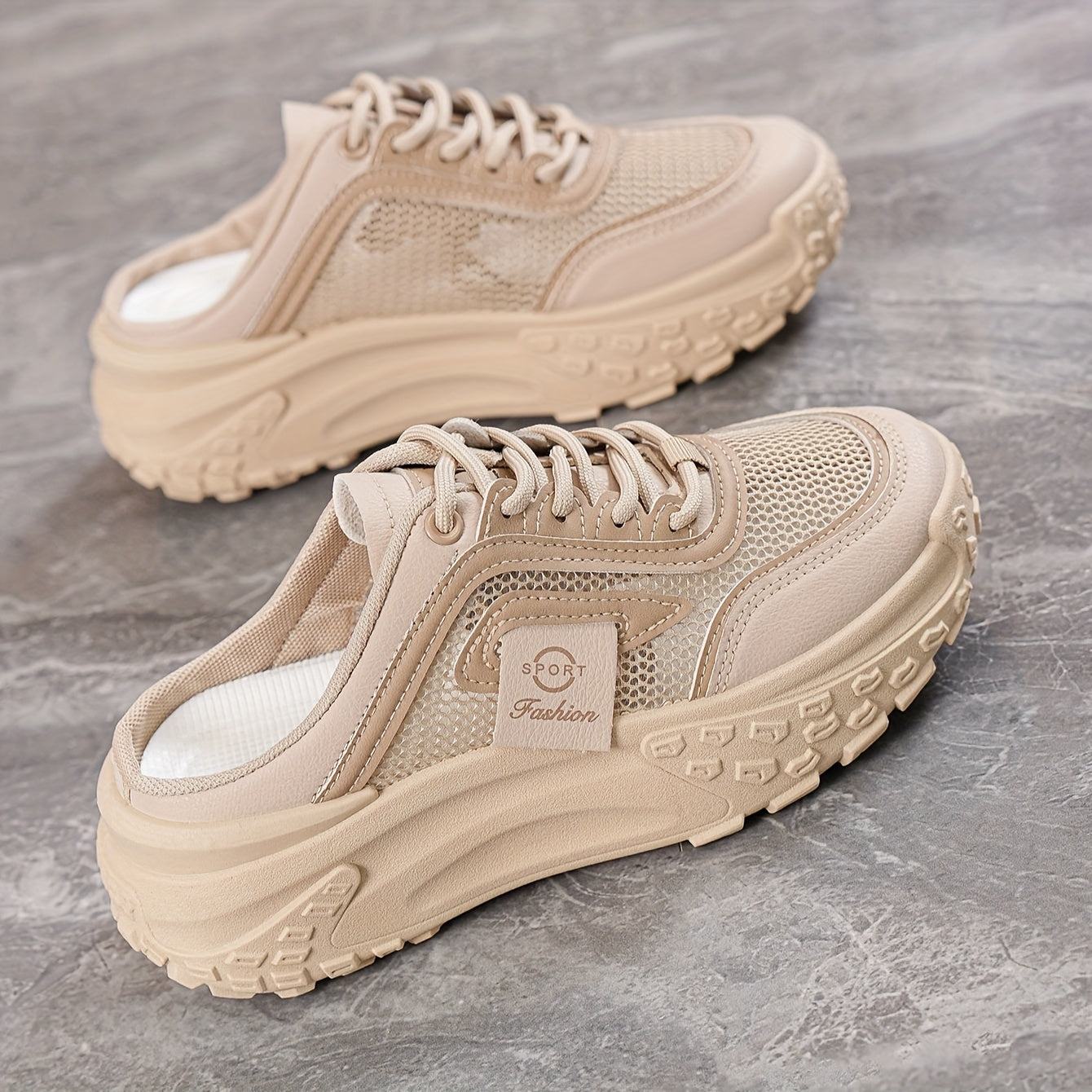 Women's Breathable Mesh Slip-On Mules with Cushioned Sole for Casual and Sporty Wear