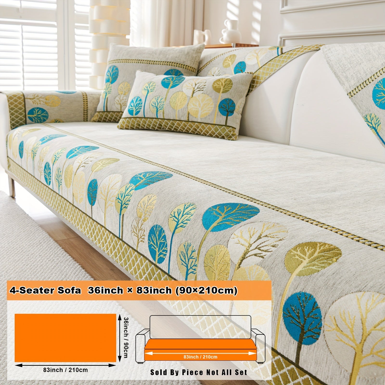 Bohemian Moonlit Trees Sofa Cover for Single to Quadruple Seaters Pet-Friendly Machine Washable Viscose