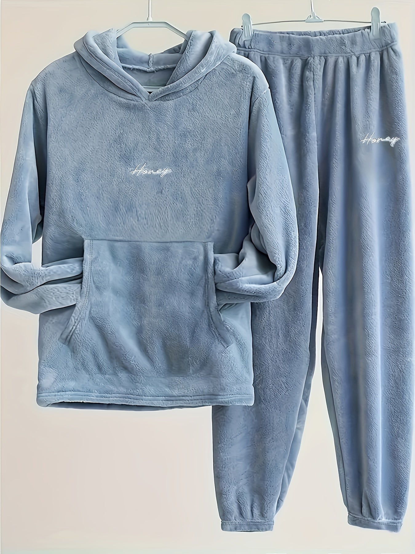 Conjunto de descanso para mujer talla grande con sudadera de franela y pantalones jogger pijama