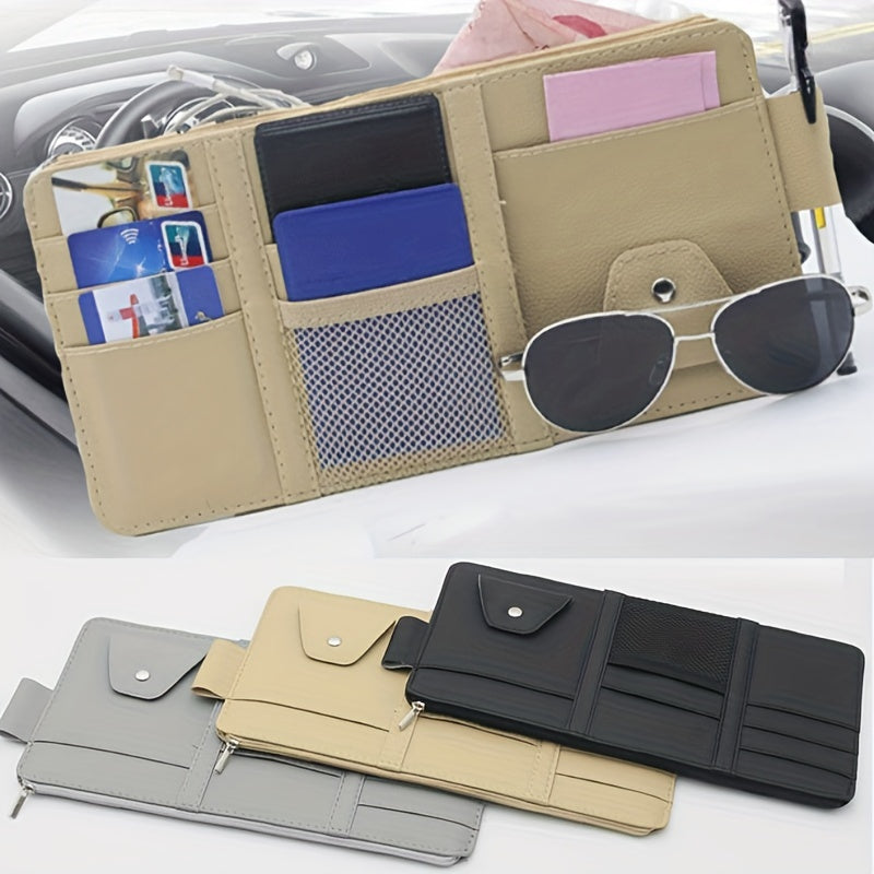 Organizador de tarjetas para parasol de coche, caja de almacenamiento con clip para gafas de sol