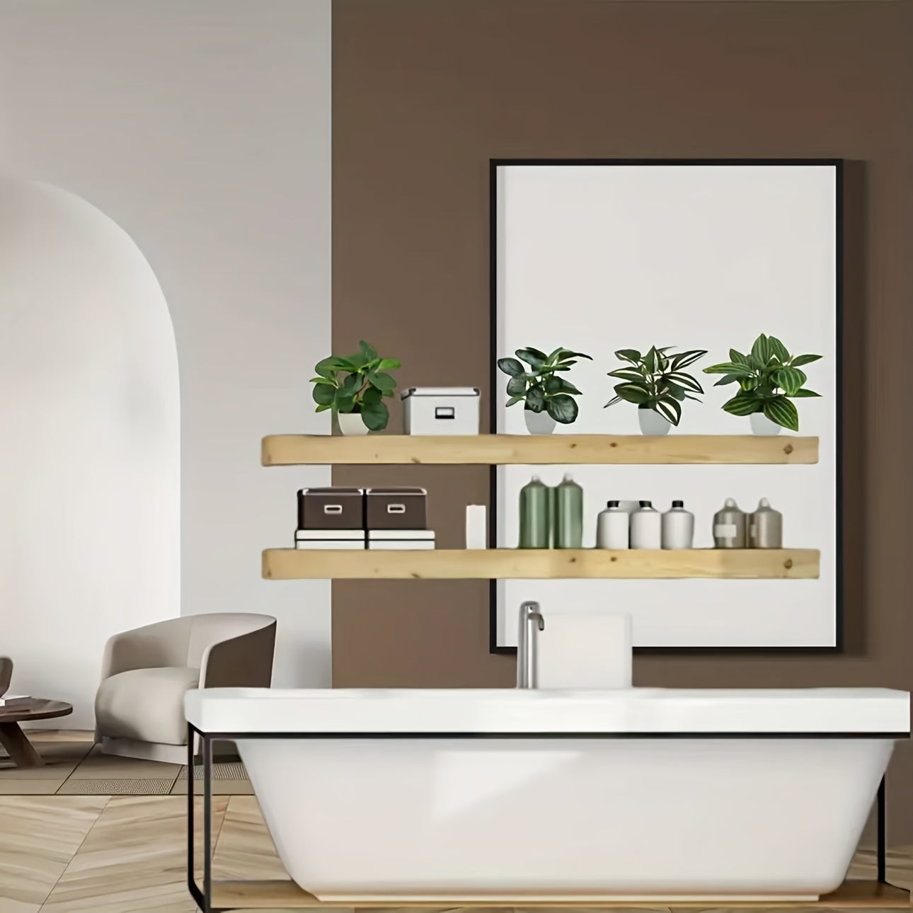 Artificial Greenery Set 4 Pieces in White Pots Watermelon Leaf Design for Home Office Decor