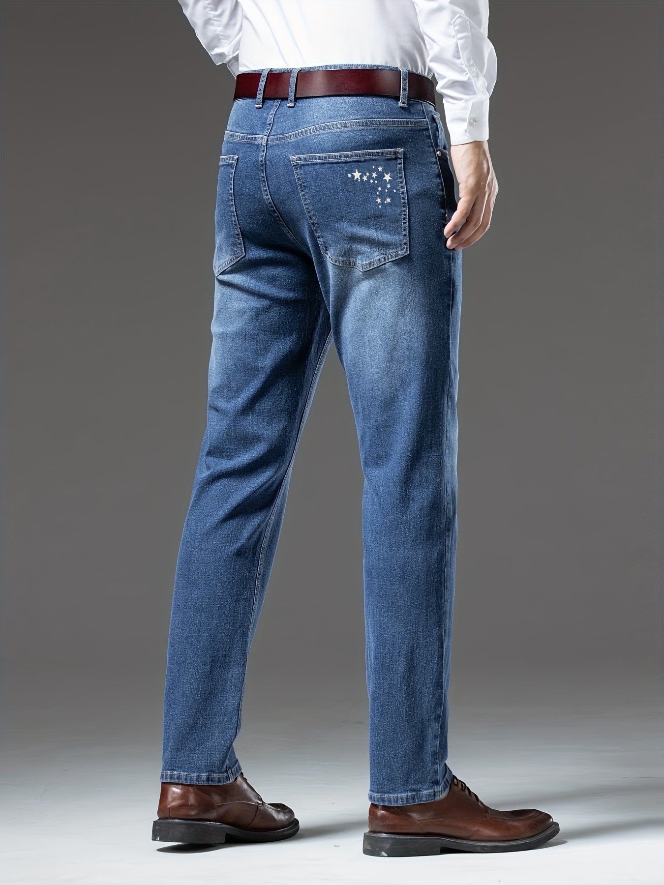 Plus Size Men's Stretch Denim Jeans Straight Leg Casual and Business Wear