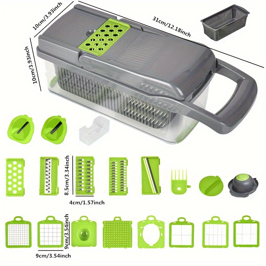 22-In-1 Vegetable Chopper with 12 Blades Slicer Dicer and Strainer