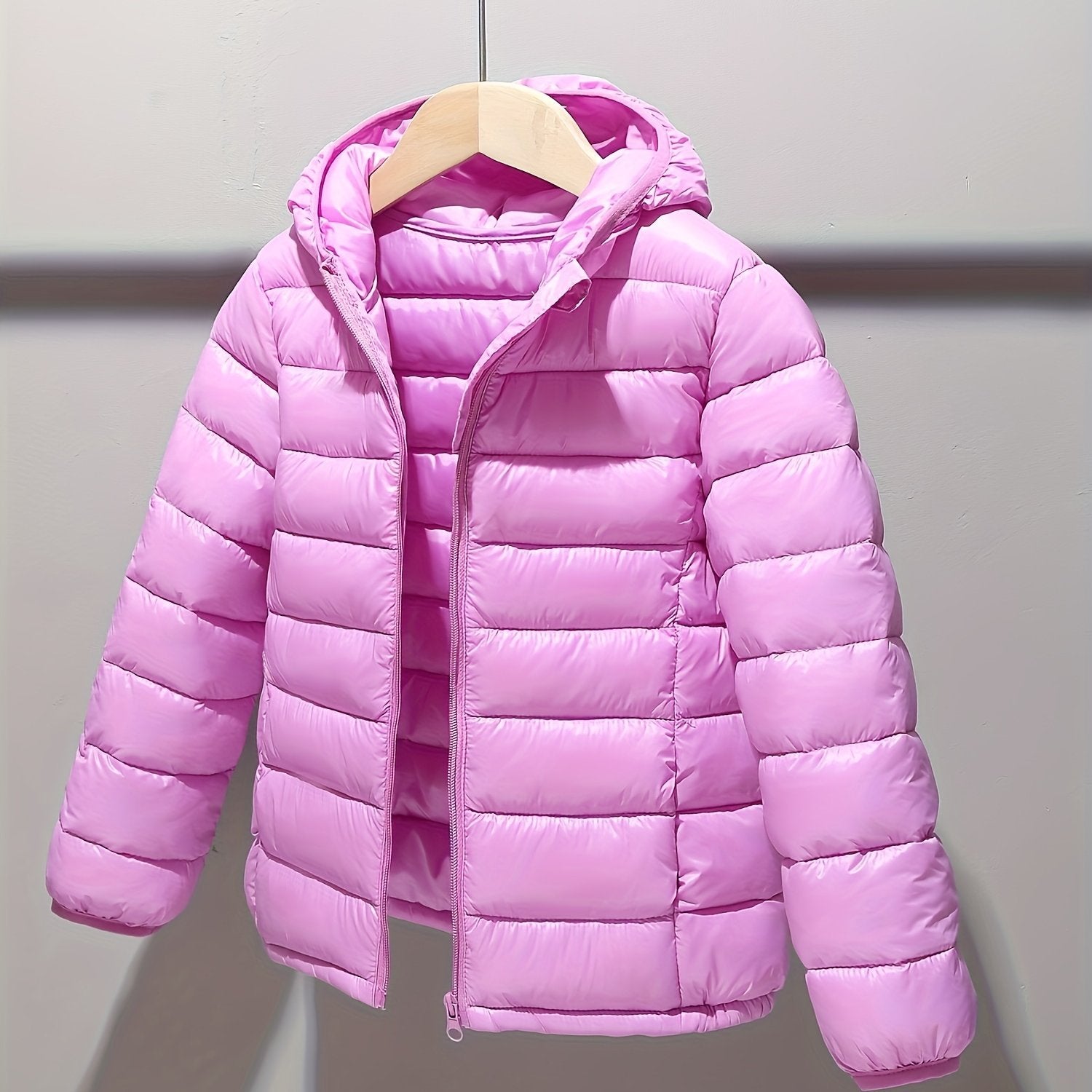 Girls Hooded Coat for Autumn Winter Casual Solid Polyester Regular Fit