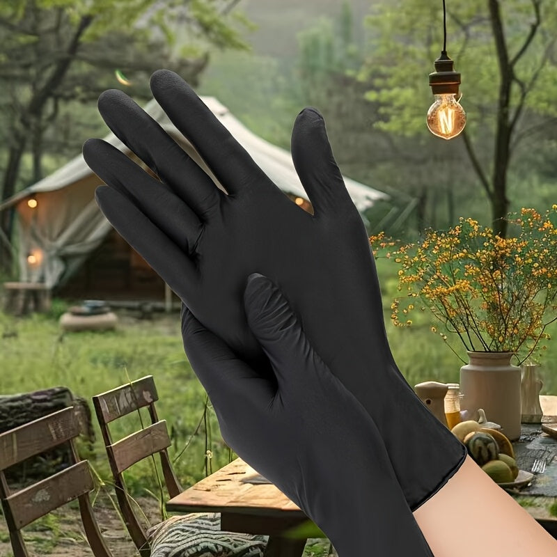 Guantes desechables de nitrilo negros, impermeables, para limpieza doméstica