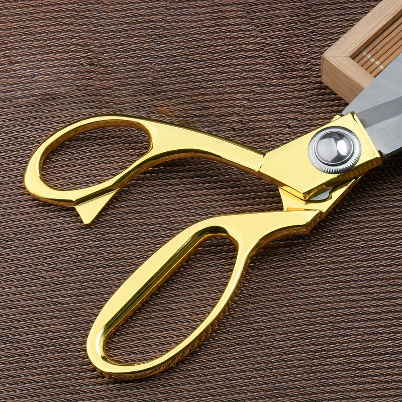 Stainless Steel Tailor Scissors with Gold-Tone Alloy Handle for Sewing Craft Office Home Use