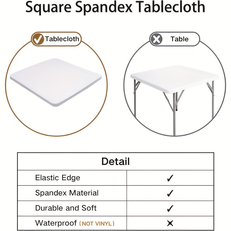 1 dona Spandex to‘g‘ri burchakli polyester stol qoplamasi - Suv o'tkazmaydigan, mashinada yuvish mumkin, bufet stoli, bayram kechki ovqati, to‘y, savdo ko‘rgazmasi va uy jihozlari uchun ideal.