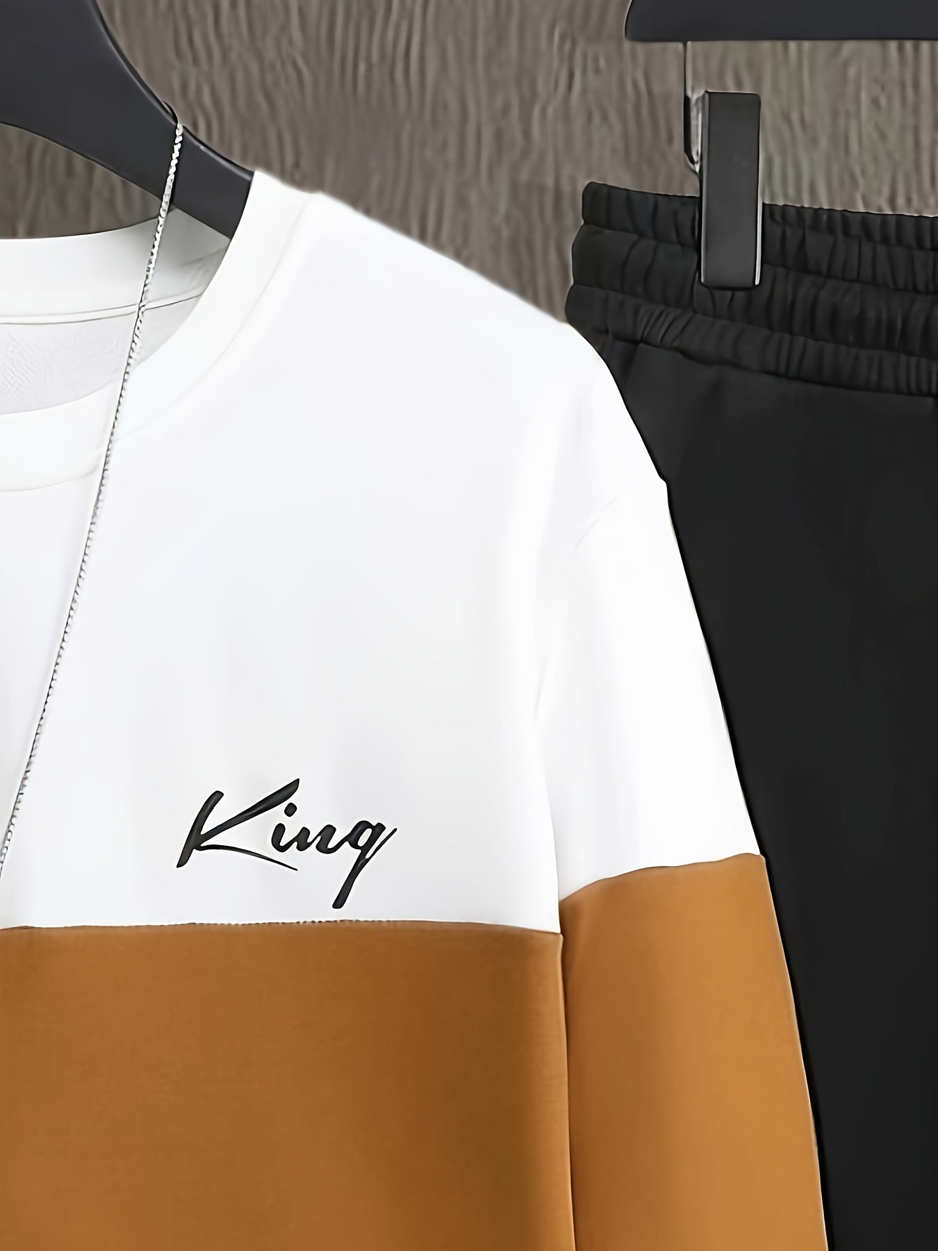 Conjunto de ropa deportiva para hombre en colores bloqueados, sudadera de manga larga con cuello redondo y pantalones jogger, primavera y otoño