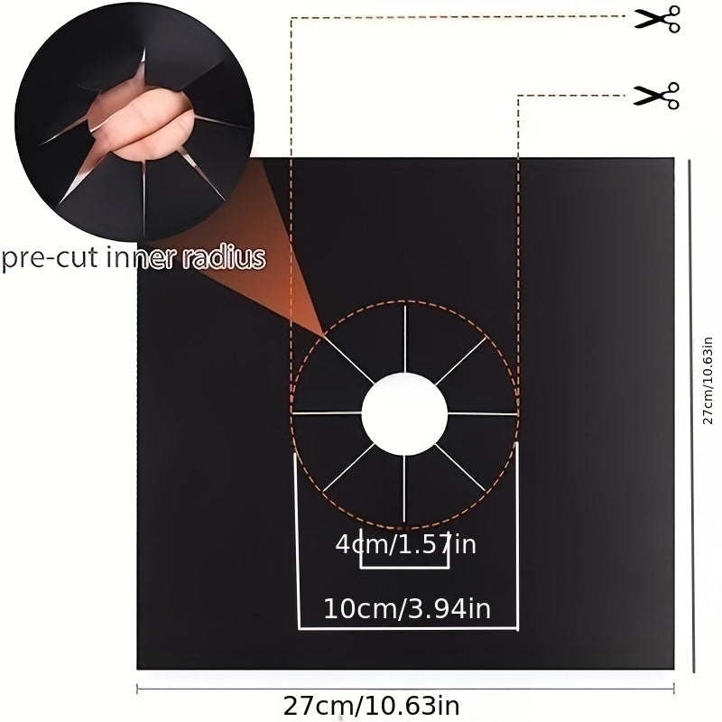 Stovetop Burner Covers Set Black 4/8 Pieces Non-Stick Gas Stove Protectors
