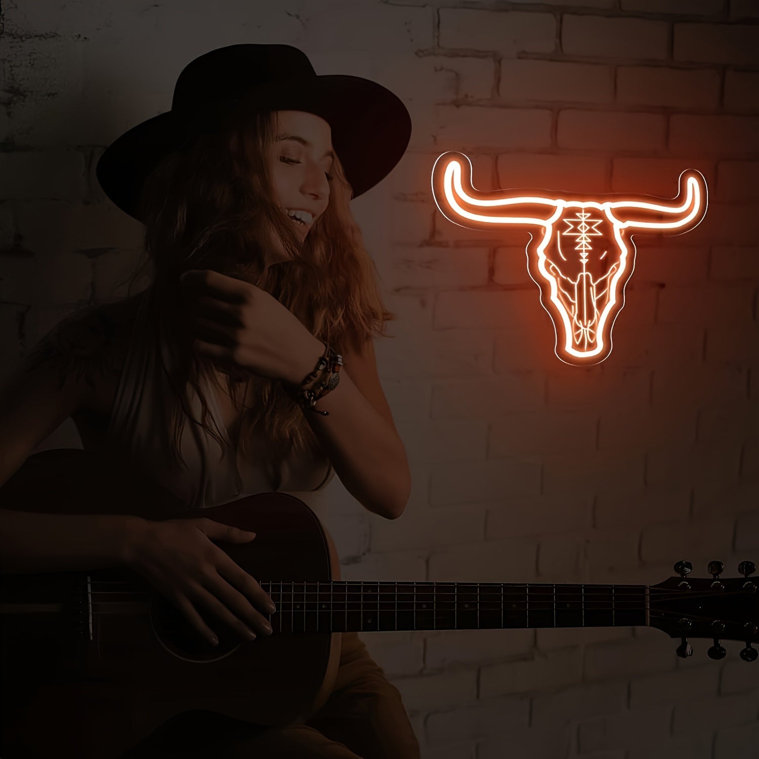 Texas Western Bull Skull LED Neon Sign for Bedroom Man Cave Game Room