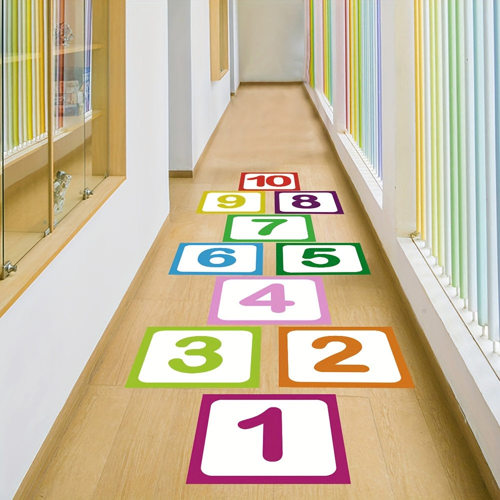 10 Pieces Self-Adhesive Anti-Slip Hopscotch Wall and Floor Stickers Frosted Material