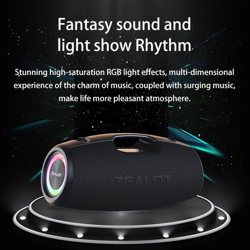 ZEALOT S78 100W Portativ Simsiz Dinamik, DSP Texnologiyasi, 4HORNS, RGB Yoritish, Ikki Ulanish, 24000mAh Batareya, 48 soat O'yin vaqti, Uy, Avtomobil, Tashqi joylar uchun mos baland Stereo Boom Bass
