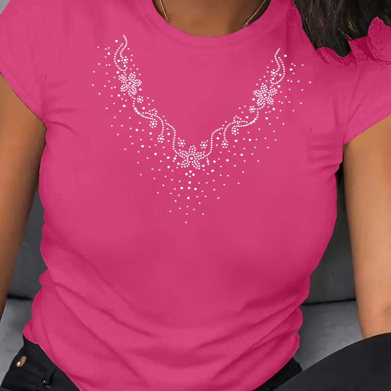 Women's Plus Size Casual T-Shirt Polyester Round Neck Short Sleeve Breathable