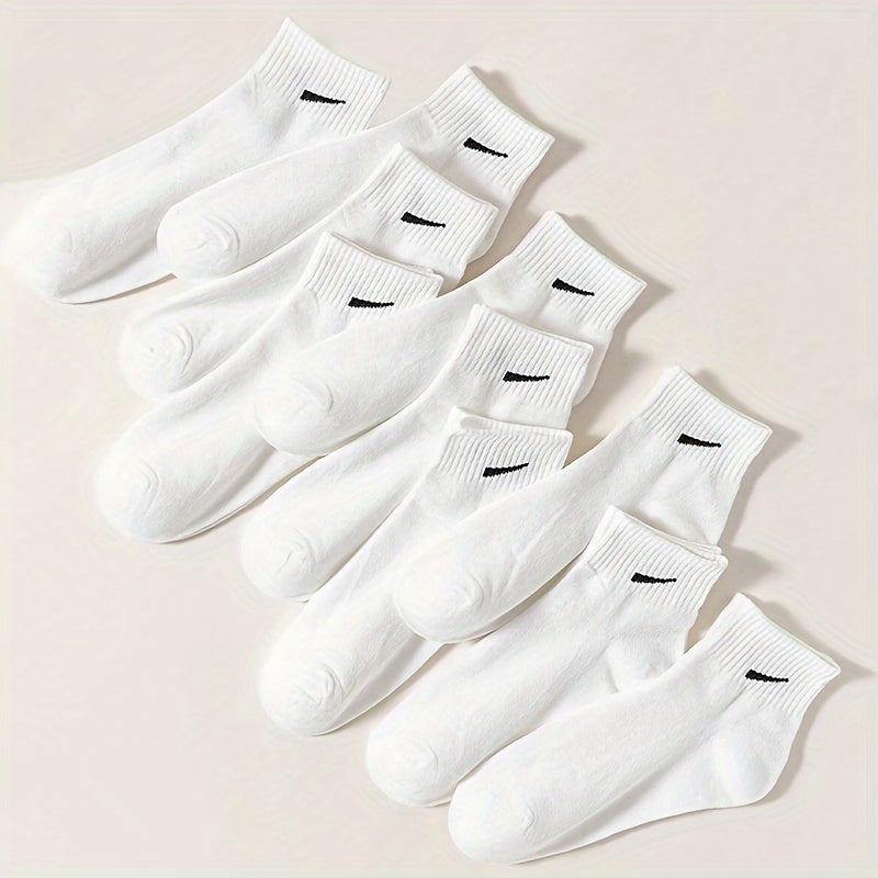 Women's Black and White Ankle Socks 10 Pairs Polyester Spandex Knit Lightweight