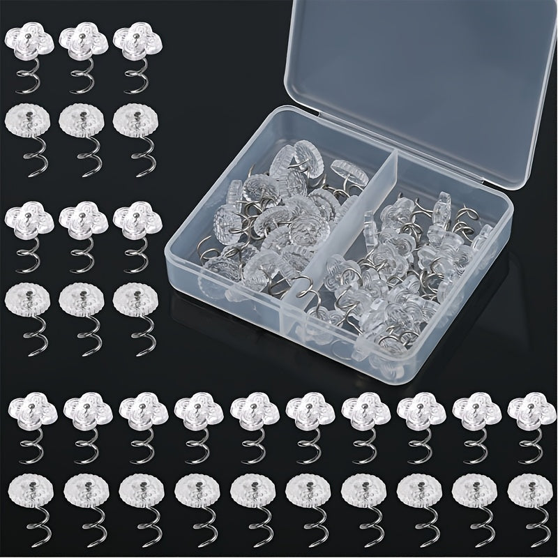 Set of 40 Clear Upholstery Pins in Storage Box for Bedskirts and Furniture Repair