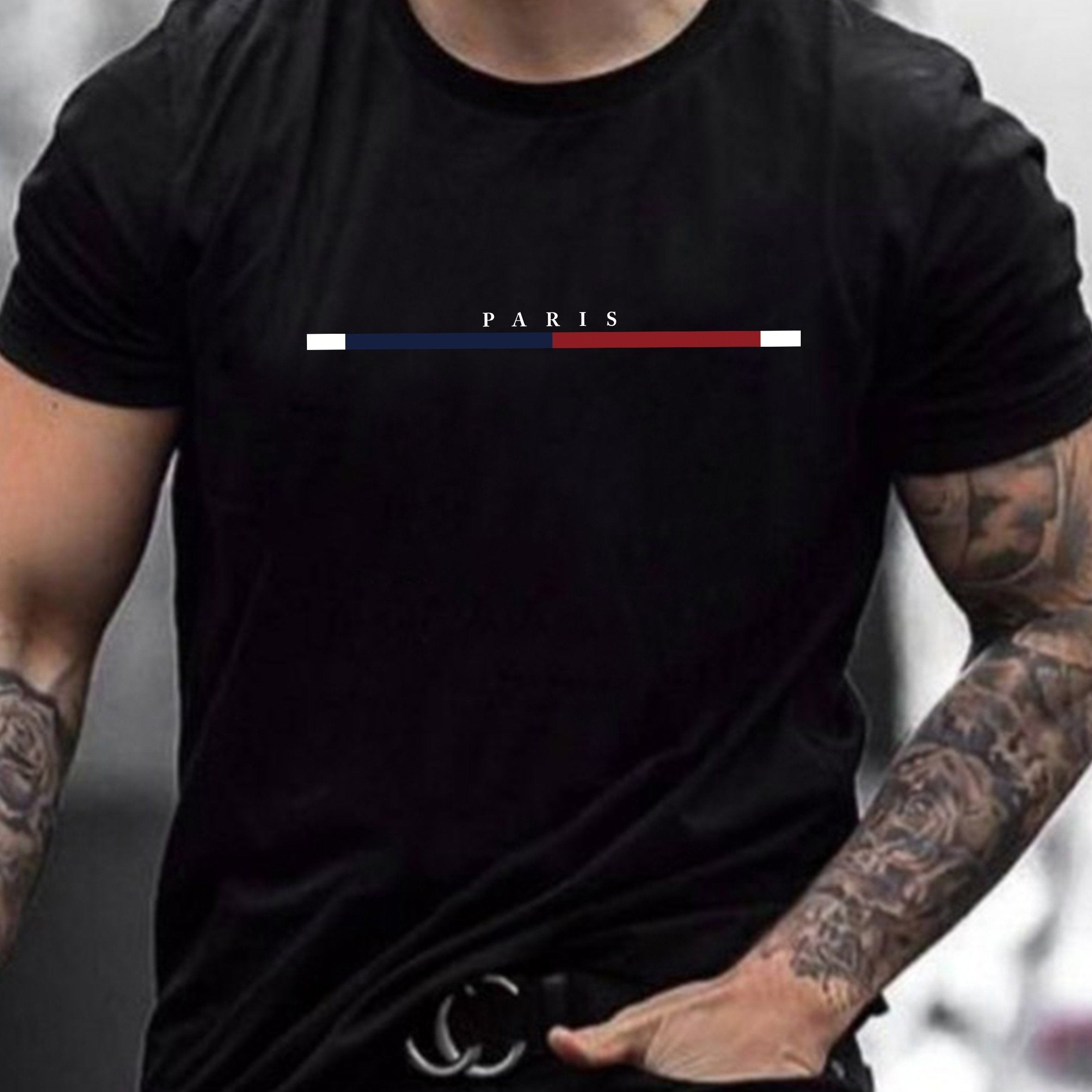 Men's Large Polyester Crew Neck Printed T-Shirt Casual Short Sleeve