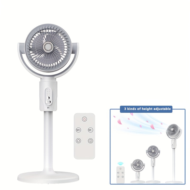 Air Circulation Fan 5 Speeds Remote Control Adjustable Height 8 Timers White