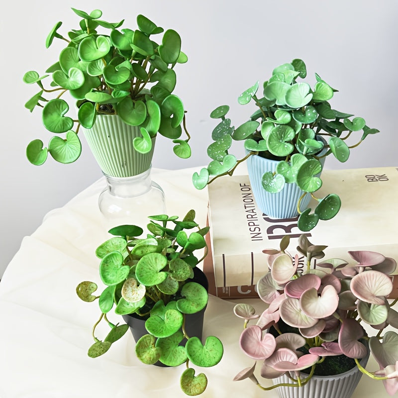 Artificial Green Plant with Copper Coin Grass and Ivy for Home or Shop Decor