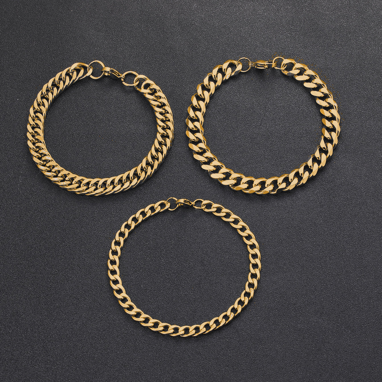 Three Stainless Steel Chain Bracelets for Men Men’s Jewelry Gift