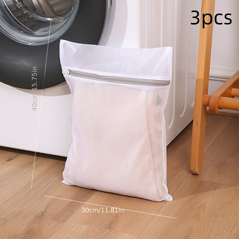 Juego de 3 bolsas de lavandería blancas con cierre de cremallera para delicados y embalaje de viaje 30.48x40.64 cm
