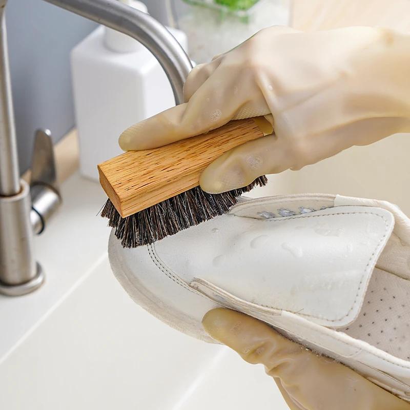 O'rta qattiqlikdagi cho'tka tuklari bilan yog'och tozalash cho'tkalari to'plami - Uyda foydalanish uchun kir yuvish cho'tkasi va mini poyabzal cho'tkasi o'z ichiga oladi, ekologik toza va elektrsiz, patio tozalash uchun mukammal.