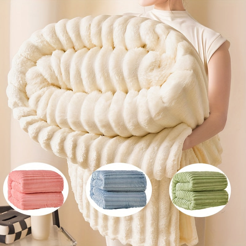 Soft Faux Rabbit Fur Throw Blanket for Couch Bed Travel All-Season Gift