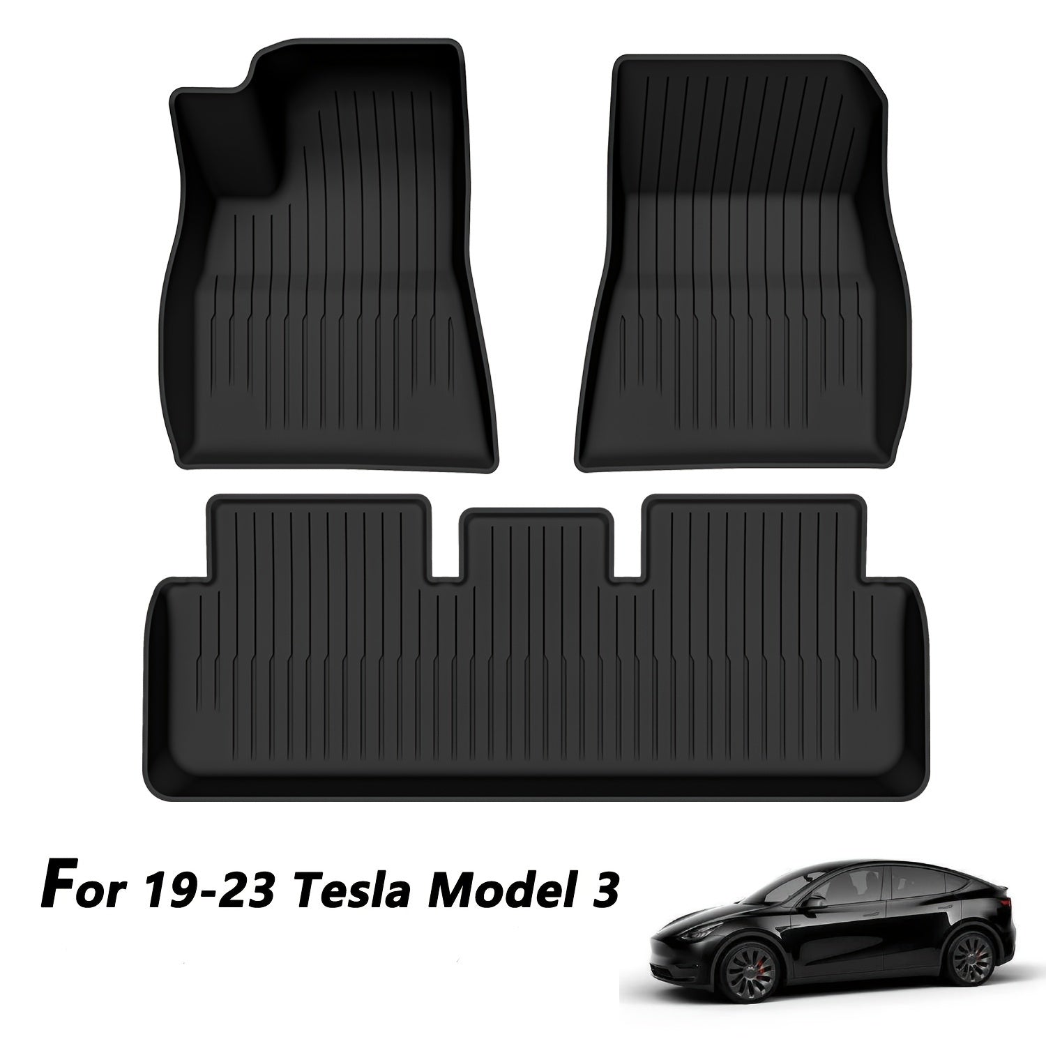 Car Floor Mats TPE Left Hand Drive for Tesla Model 3 2019-2023 Durable