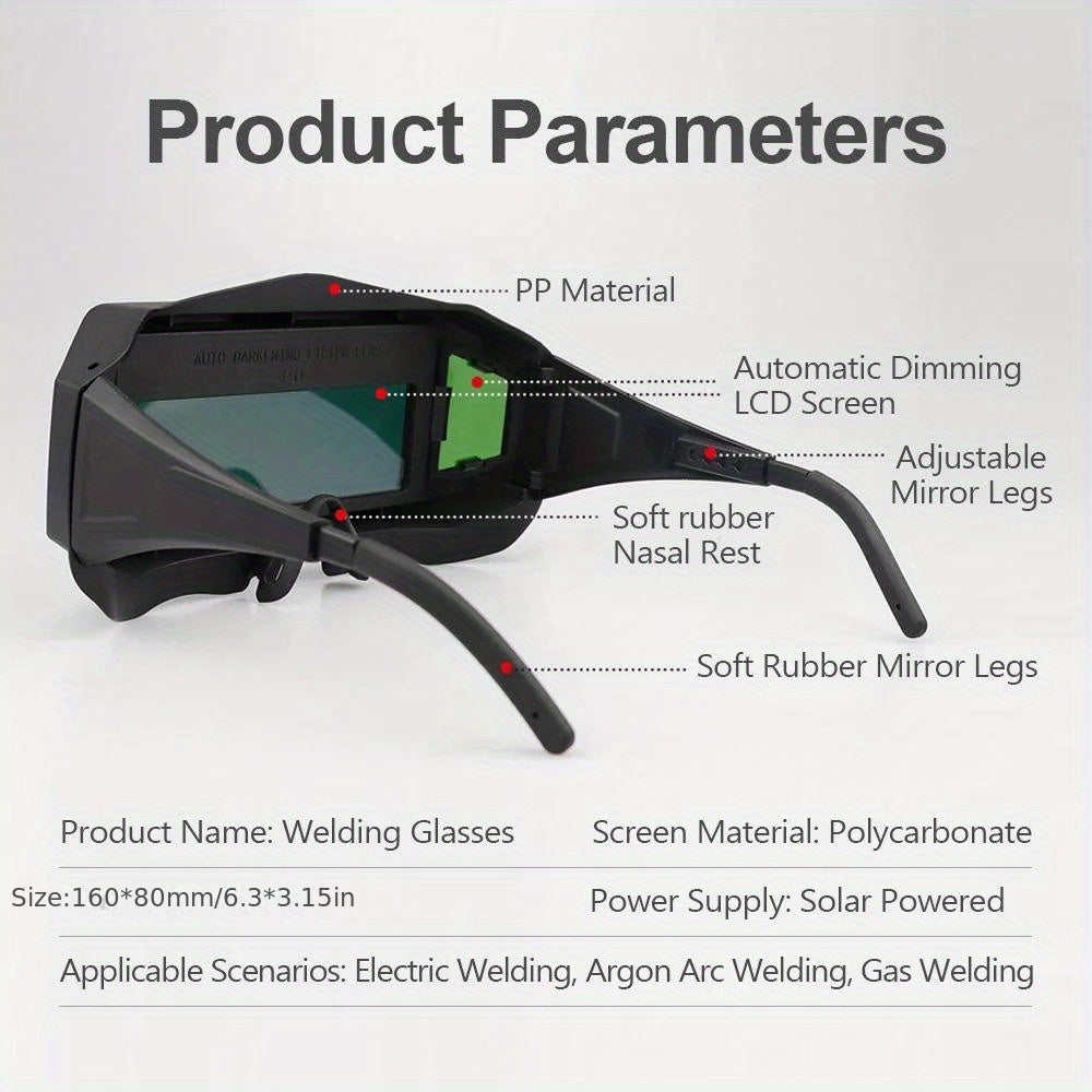 Automatic Darkening Welding Glasses Safety Goggles for TIG MIG MMA Lightweight Solar Powered